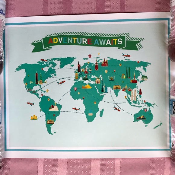 Adventure Awaits World Print Poster - Picture 1 of 8